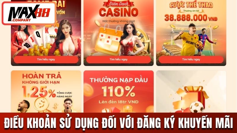 Điều khoản sử dụng MAX88 về đăng ký khuyến mãi 