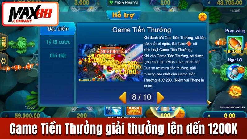 Game Tiền Thưởng với giải thưởng cao lên đến 1200X