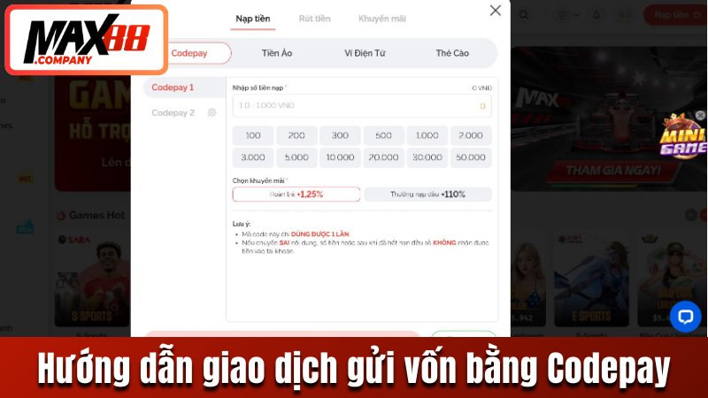Hướng dẫn giao dịch gửi vốn bằng Codepay