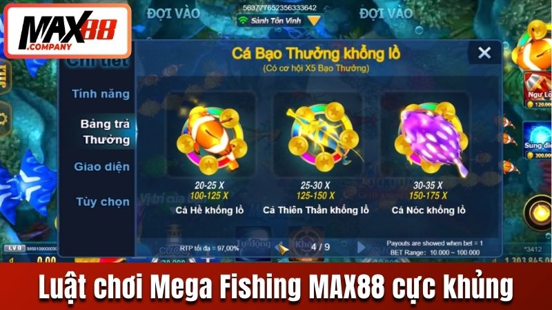 Luật chơi Mega Fishing MAX88 cực khủng