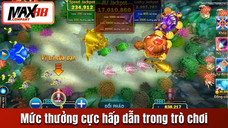 Mức thưởng cực hấp dẫn trong trò chơi