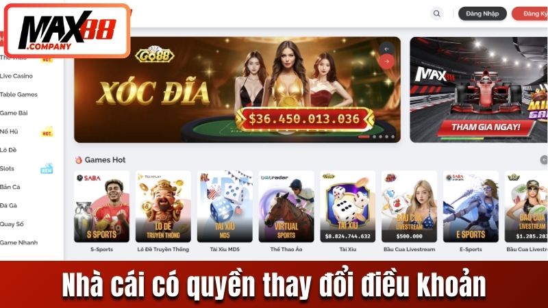 Nhà cái có quyền thay đổi điều khoản chính sách bảo mật