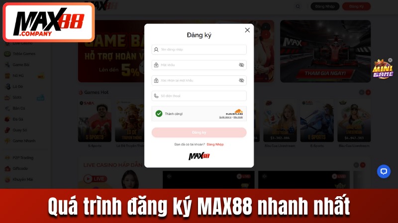 Quá trình đăng ký tài khoản MAX88 nhanh nhất