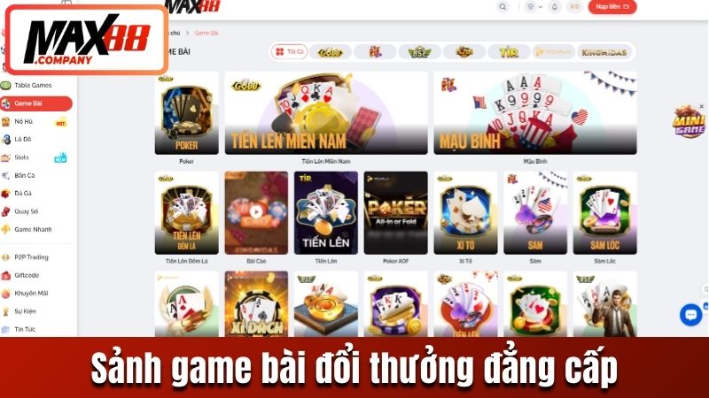 Sảnh game bài đổi thưởng đẳng cấp và chuyên nghiệp