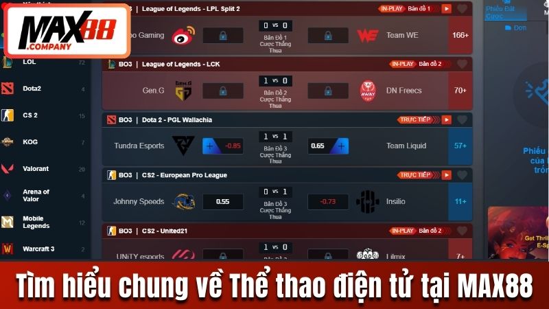 Thông tin giới thiệu chung về eSports MAX88