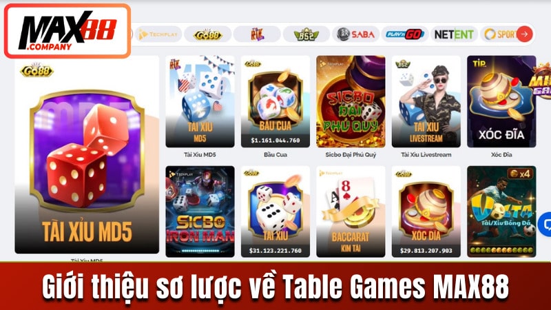 Thông tin sơ lược về chuyên mục Table Games tại MAX88
