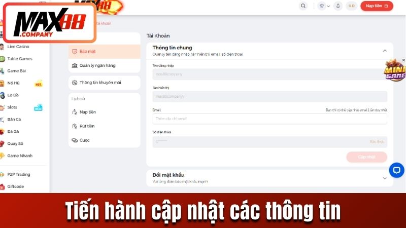 Tiến hành bổ sung mọi thông tin cần thiết